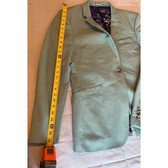 Topman Men’s Blazer Jacket 40R Slim Fit Mint Green Single Button Suit Coat Moder - Picture 5 of 12